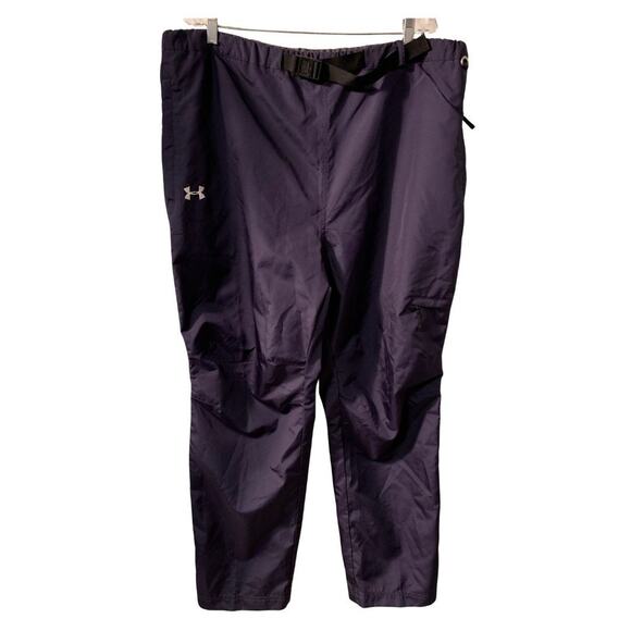 Vintage Under Armour Womens Belted Rain Pants Size XXL Navy Blue Ankle Snaps - Picture 1 of 10